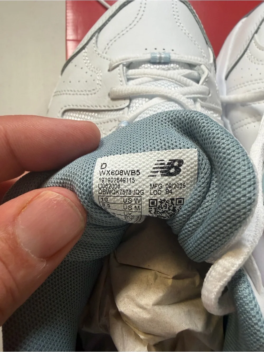 New Balance White and Light Blue Athletic Sneakers